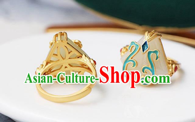 Chinese Classical National Jade Circlet Handmade Jewelry Accessories Qing Dynasty Court Ring Chinese Classical National Jade Circlet Handmade Jewelry Accessories Qing Dynasty Court Ring