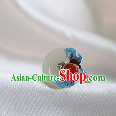 Chinese Classical Blueing Bat Circlet Handmade Jewelry Accessories National Jade Ring