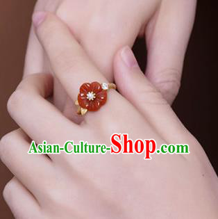 Chinese Classical Golden Pearl Circlet Handmade Jewelry Accessories National Agate Plum Ring Chinese Classical Golden Pearl Circlet Handmade Jewelry Accessories National Agate Plum Ring