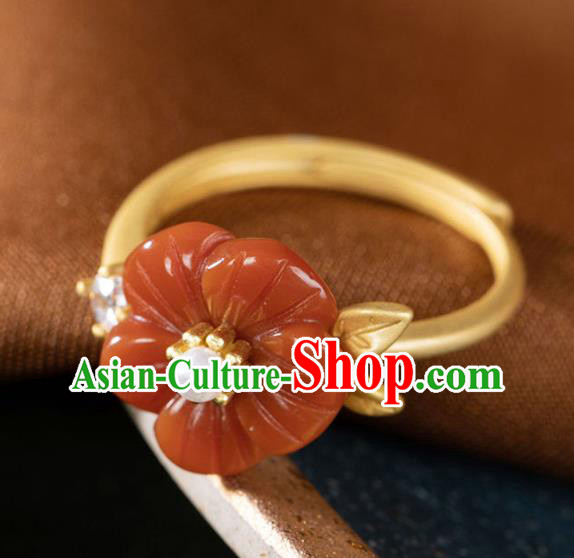 Chinese Classical Golden Pearl Circlet Handmade Jewelry Accessories National Agate Plum Ring Chinese Classical Golden Pearl Circlet Handmade Jewelry Accessories National Agate Plum Ring
