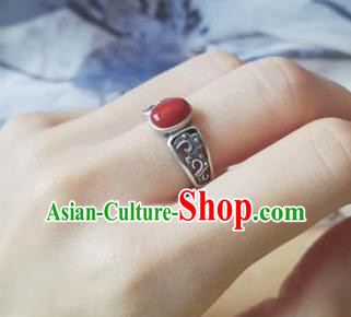 Chinese National Silver Ring Handmade Jewelry Accessories Classical Agate Circlet Chinese National Silver Ring Handmade Jewelry Accessories Classical Agate Circlet