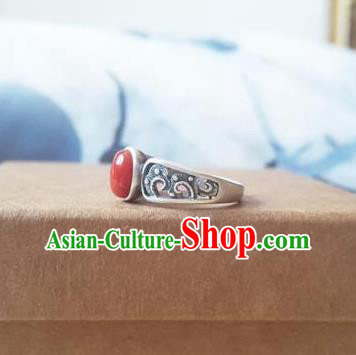 Chinese National Silver Ring Handmade Jewelry Accessories Classical Agate Circlet Chinese National Silver Ring Handmade Jewelry Accessories Classical Agate Circlet