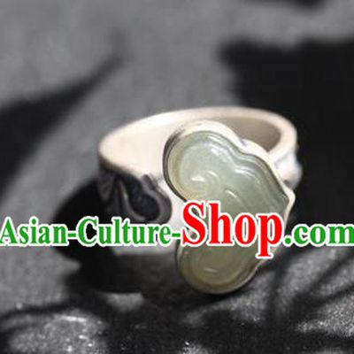 Chinese National Jade Cloud Ring Handmade Jewelry Accessories Classical Silver Circlet
