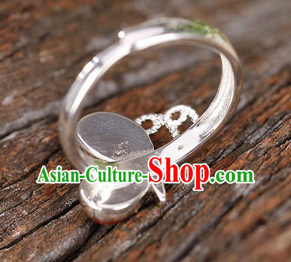 Chinese National Silver Butterfly Ring Handmade Jewelry Accessories Classical Agate Circlet Chinese National Silver Butterfly Ring Handmade Jewelry Accessories Classical Agate Circlet