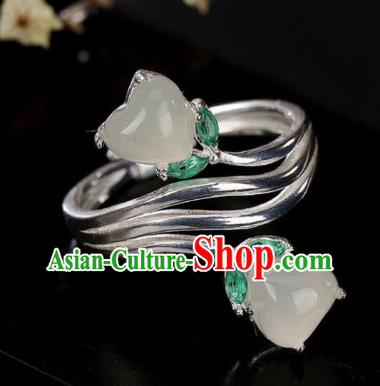 Chinese National Jade Ring Handmade Jewelry Accessories Classical Silver Circlet Chinese National Jade Ring Handmade Jewelry Accessories Classical Silver Circlet