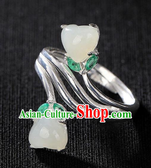 Chinese National Jade Ring Handmade Jewelry Accessories Classical Silver Circlet Chinese National Jade Ring Handmade Jewelry Accessories Classical Silver Circlet