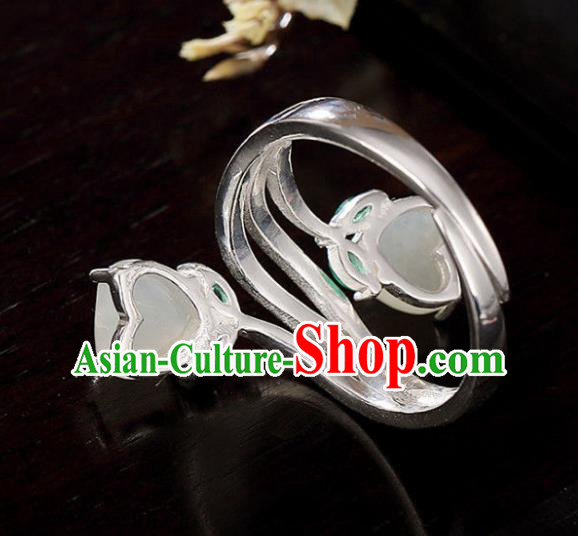 Chinese National Jade Ring Handmade Jewelry Accessories Classical Silver Circlet Chinese National Jade Ring Handmade Jewelry Accessories Classical Silver Circlet