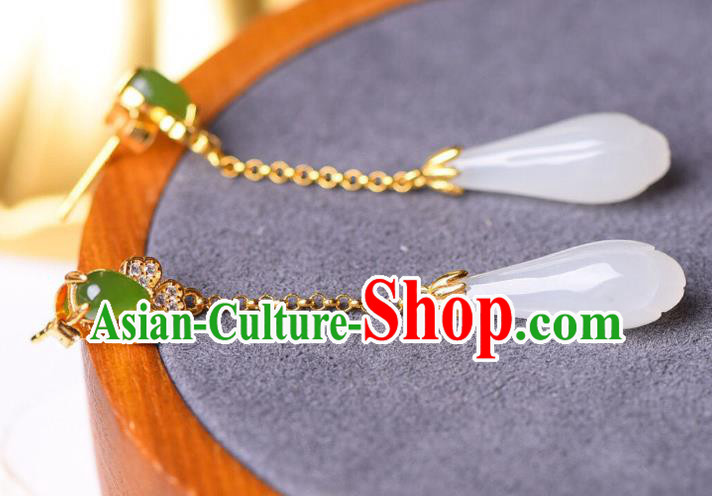 China Traditional Jade Mangnolia Ear Jewelry Accessories National Cheongsam Crystal Earrings China Traditional Jade Mangnolia Ear Jewelry Accessories National Cheongsam Crystal Earrings