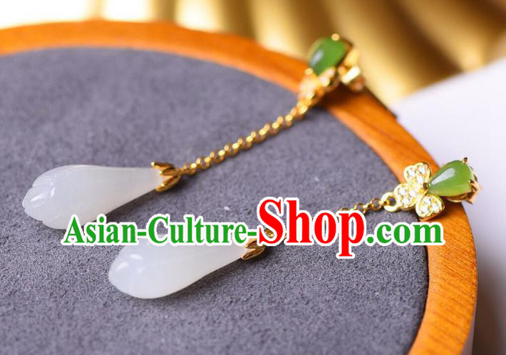 China Traditional Jade Mangnolia Ear Jewelry Accessories National Cheongsam Crystal Earrings China Traditional Jade Mangnolia Ear Jewelry Accessories National Cheongsam Crystal Earrings