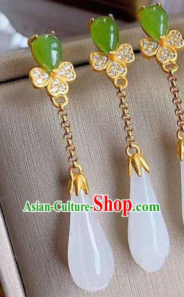 China Traditional Jade Mangnolia Ear Jewelry Accessories National Cheongsam Crystal Earrings China Traditional Jade Mangnolia Ear Jewelry Accessories National Cheongsam Crystal Earrings