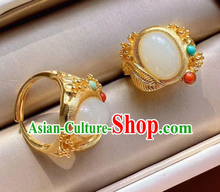 Chinese National Golden Ring Handmade Jewelry Accessories Classical Jade Circlet Chinese National Golden Ring Handmade Jewelry Accessories Classical Jade Circlet
