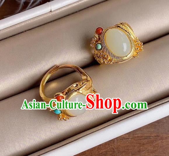 Chinese National Golden Ring Handmade Jewelry Accessories Classical Jade Circlet Chinese National Golden Ring Handmade Jewelry Accessories Classical Jade Circlet