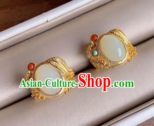 Chinese National Golden Ring Handmade Jewelry Accessories Classical Jade Circlet Chinese National Golden Ring Handmade Jewelry Accessories Classical Jade Circlet