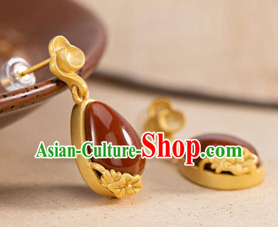 China Traditional Golden Cloud Ear Jewelry Accessories National Cheongsam Enamel Red Earrings China Traditional Golden Cloud Ear Jewelry Accessories National Cheongsam Enamel Red Earrings