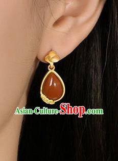 China Traditional Golden Cloud Ear Jewelry Accessories National Cheongsam Enamel Red Earrings China Traditional Golden Cloud Ear Jewelry Accessories National Cheongsam Enamel Red Earrings