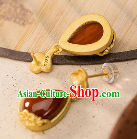 China Traditional Golden Cloud Ear Jewelry Accessories National Cheongsam Enamel Red Earrings China Traditional Golden Cloud Ear Jewelry Accessories National Cheongsam Enamel Red Earrings