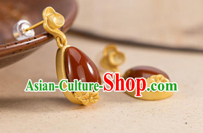China Traditional Golden Cloud Ear Jewelry Accessories National Cheongsam Enamel Red Earrings China Traditional Golden Cloud Ear Jewelry Accessories National Cheongsam Enamel Red Earrings