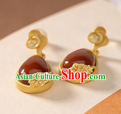 China Traditional Golden Cloud Ear Jewelry Accessories National Cheongsam Enamel Red Earrings China Traditional Golden Cloud Ear Jewelry Accessories National Cheongsam Enamel Red Earrings