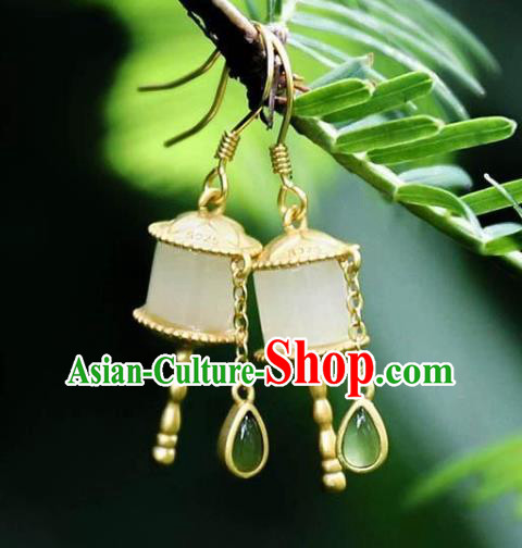 China Traditional Jade Ear Jewelry Accessories National Cheongsam Golden Prayer Wheel Earrings China Traditional Jade Ear Jewelry Accessories National Cheongsam Golden Prayer Wheel Earrings