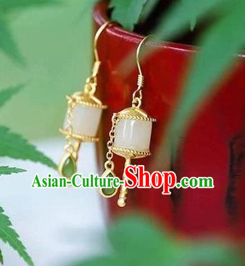 China Traditional Jade Ear Jewelry Accessories National Cheongsam Golden Prayer Wheel Earrings China Traditional Jade Ear Jewelry Accessories National Cheongsam Golden Prayer Wheel Earrings