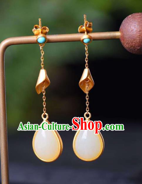 China Traditional Ear Jewelry Accessories National Cheongsam Jade Earrings China Traditional Ear Jewelry Accessories National Cheongsam Jade Earrings