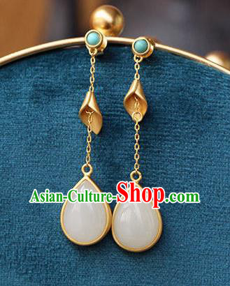 China Traditional Ear Jewelry Accessories National Cheongsam Jade Earrings China Traditional Ear Jewelry Accessories National Cheongsam Jade Earrings