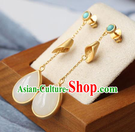 China Traditional Ear Jewelry Accessories National Cheongsam Jade Earrings China Traditional Ear Jewelry Accessories National Cheongsam Jade Earrings