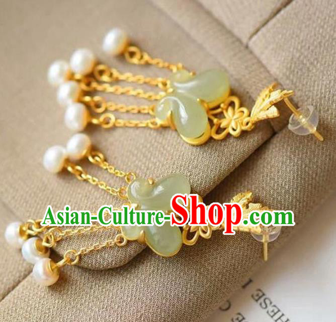 China Traditional Pearls Tassel Ear Jewelry Accessories National Cheongsam Jade Butterfly Earrings China Traditional Pearls Tassel Ear Jewelry Accessories National Cheongsam Jade Butterfly Earrings