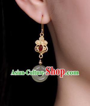 China Traditional Jade Peace Buckle Ear Jewelry Accessories National Cheongsam Golden Earrings China Traditional Jade Peace Buckle Ear Jewelry Accessories National Cheongsam Golden Earrings