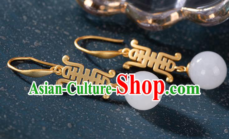 China Traditional Qing Dynasty Jade Ear Jewelry Accessories National Cheongsam Earrings China Traditional Qing Dynasty Jade Ear Jewelry Accessories National Cheongsam Earrings