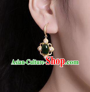 China Traditional Jade Ear Jewelry Accessories National Cheongsam Pearls Golden Earrings China Traditional Jade Ear Jewelry Accessories National Cheongsam Pearls Golden Earrings