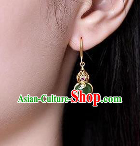China Traditional Golden Gourd Ear Jewelry Accessories National Cheongsam Jade Earrings China Traditional Golden Gourd Ear Jewelry Accessories National Cheongsam Jade Earrings