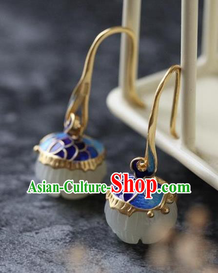 China Traditional Cloisonne Carp Ear Jewelry Accessories National Cheongsam Jade Lotus Earrings China Traditional Cloisonne Carp Ear Jewelry Accessories National Cheongsam Jade Lotus Earrings