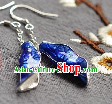 China Traditional Silver Ear Jewelry Accessories National Cheongsam Cloisonne Lotus Leaf Earrings China Traditional Silver Ear Jewelry Accessories National Cheongsam Cloisonne Lotus Leaf Earrings