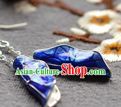 China Traditional Silver Ear Jewelry Accessories National Cheongsam Cloisonne Lotus Leaf Earrings China Traditional Silver Ear Jewelry Accessories National Cheongsam Cloisonne Lotus Leaf Earrings