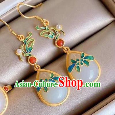 China Traditional Cloisonne Ear Jewelry Accessories National Cheongsam Golden Earrings