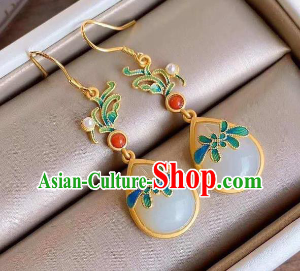 China Traditional Cloisonne Ear Jewelry Accessories National Cheongsam Golden Earrings China Traditional Cloisonne Ear Jewelry Accessories National Cheongsam Golden Earrings