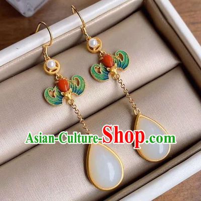 China Traditional Cloisonne Bat Ear Jewelry Accessories National Cheongsam Pearl Earrings