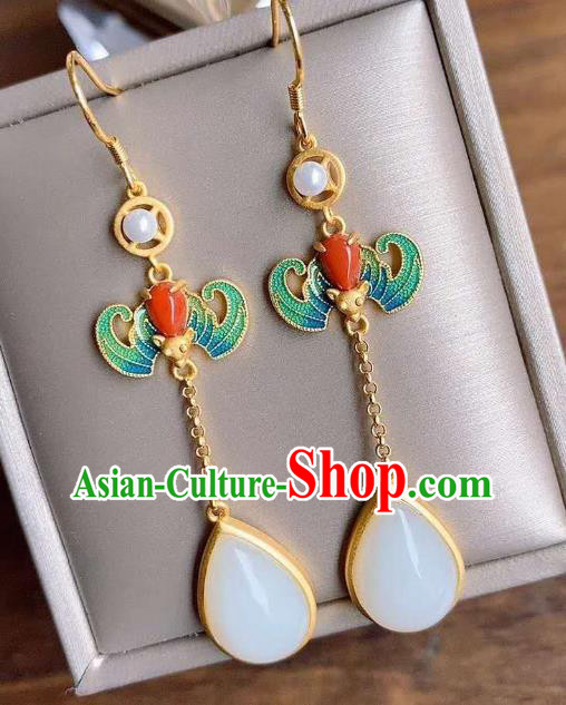 China Traditional Cloisonne Bat Ear Jewelry Accessories National Cheongsam Pearl Earrings China Traditional Cloisonne Bat Ear Jewelry Accessories National Cheongsam Pearl Earrings