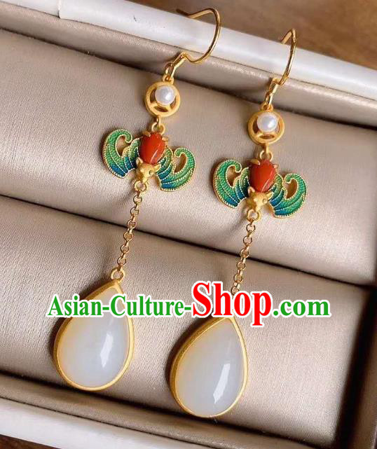 China Traditional Cloisonne Bat Ear Jewelry Accessories National Cheongsam Pearl Earrings China Traditional Cloisonne Bat Ear Jewelry Accessories National Cheongsam Pearl Earrings