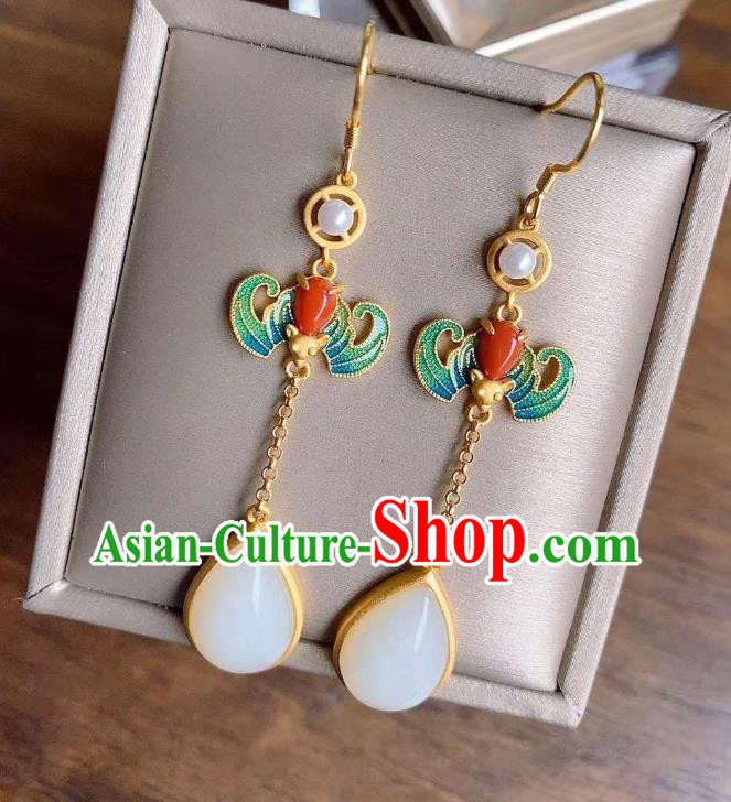 China Traditional Cloisonne Bat Ear Jewelry Accessories National Cheongsam Pearl Earrings China Traditional Cloisonne Bat Ear Jewelry Accessories National Cheongsam Pearl Earrings