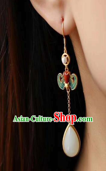China Traditional Cloisonne Bat Ear Jewelry Accessories National Cheongsam Pearl Earrings China Traditional Cloisonne Bat Ear Jewelry Accessories National Cheongsam Pearl Earrings