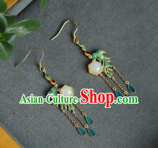 China Traditional Tassel Ear Jewelry Accessories Classical Cheongsam Blueing Phoenix Earrings China Traditional Tassel Ear Jewelry Accessories Classical Cheongsam Blueing Phoenix Earrings