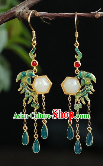 China Traditional Tassel Ear Jewelry Accessories Classical Cheongsam Blueing Phoenix Earrings China Traditional Tassel Ear Jewelry Accessories Classical Cheongsam Blueing Phoenix Earrings
