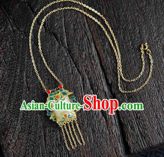 China Handmade Blueing Pendant Accessories Traditional Cheongsam Jade Necklet Jewelry China Handmade Blueing Pendant Accessories Traditional Cheongsam Jade Necklet Jewelry