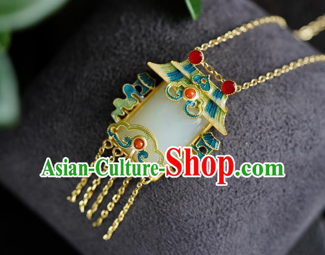China Handmade Blueing Pendant Accessories Traditional Cheongsam Jade Necklet Jewelry China Handmade Blueing Pendant Accessories Traditional Cheongsam Jade Necklet Jewelry