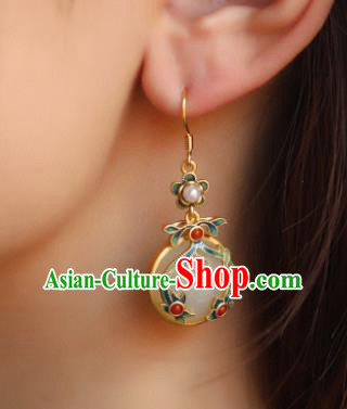 China Traditional Enamel Ear Jewelry Accessories Classical Cheongsam Pearls Jade Earrings China Traditional Enamel Ear Jewelry Accessories Classical Cheongsam Pearls Jade Earrings