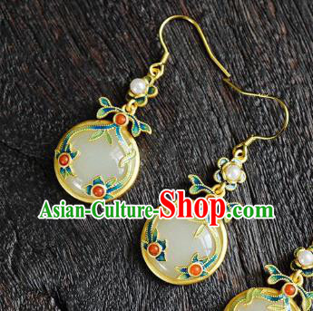 China Traditional Enamel Ear Jewelry Accessories Classical Cheongsam Pearls Jade Earrings China Traditional Enamel Ear Jewelry Accessories Classical Cheongsam Pearls Jade Earrings