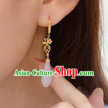 China Traditional Jade Mangnolia Ear Jewelry Accessories Classical Cheongsam Silver Earrings China Traditional Jade Mangnolia Ear Jewelry Accessories Classical Cheongsam Silver Earrings