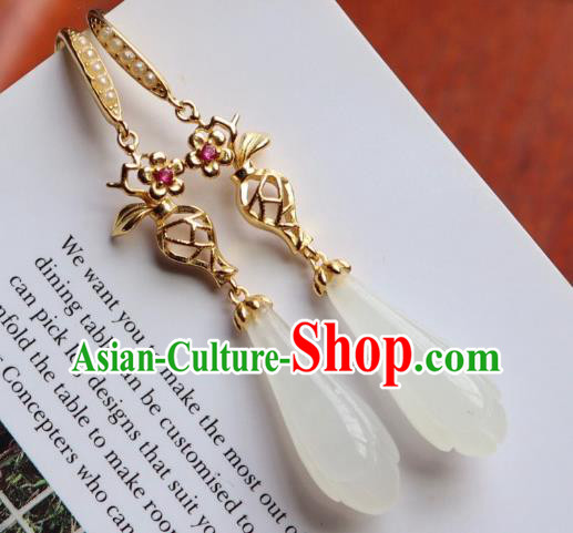 China Traditional Jade Mangnolia Ear Jewelry Accessories Classical Cheongsam Silver Earrings China Traditional Jade Mangnolia Ear Jewelry Accessories Classical Cheongsam Silver Earrings